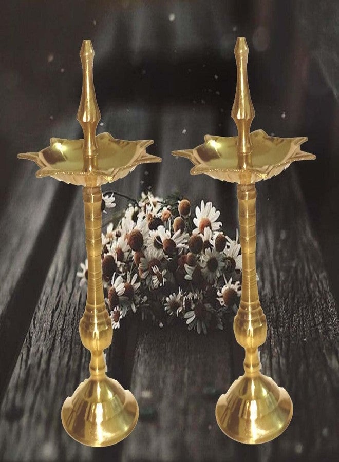 Denique Brass Kuthu Vilakku Kerala Diya, Deepak,Lamp Long Diyas for Home,Pooja Puja Room,Pancharti,Panchmukhi Pital Decoration Dipak.Pack of (2) - Image 4